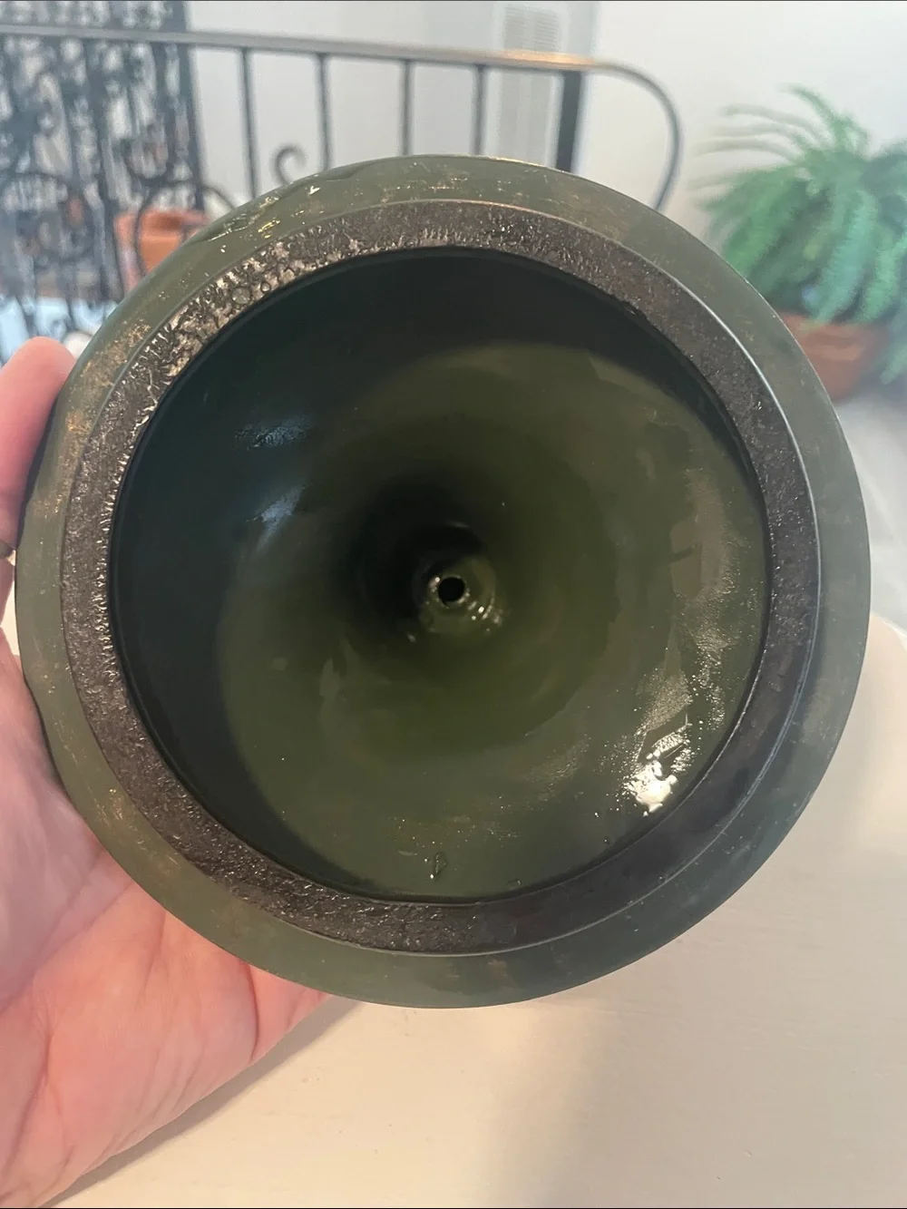Vintage Hunter Themed Dark Green & Gold Lidded Urn - Home Accent - Picture 9 of 10